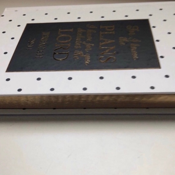 New Journal Hardcover White,Black & Gold Bible Verse Blank Lined Page Book - Picture 3 of 7